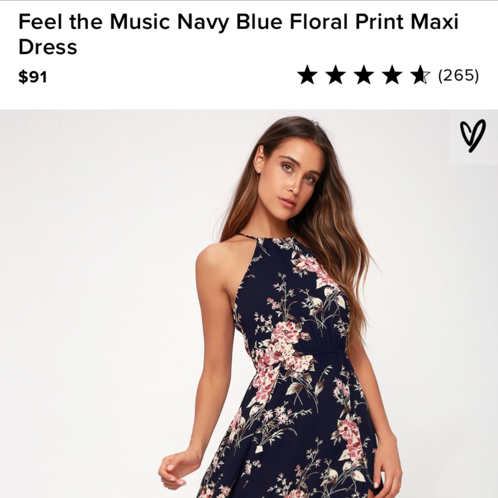 XS Lulu’s Feel the Music Navy Floral Dress